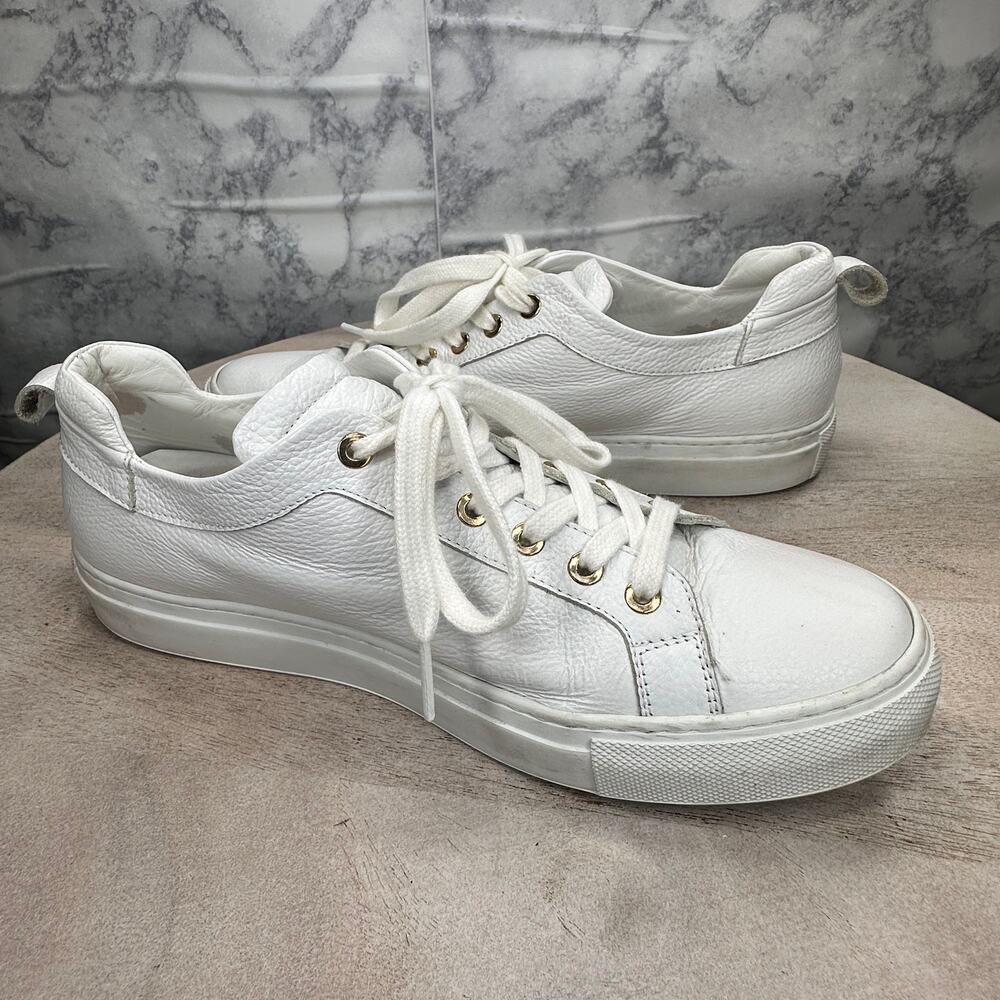 M.Gemi Women’s White Leather Sneakers Size 40 Italian Made Low Top Shoes - Picture 5 of 13
